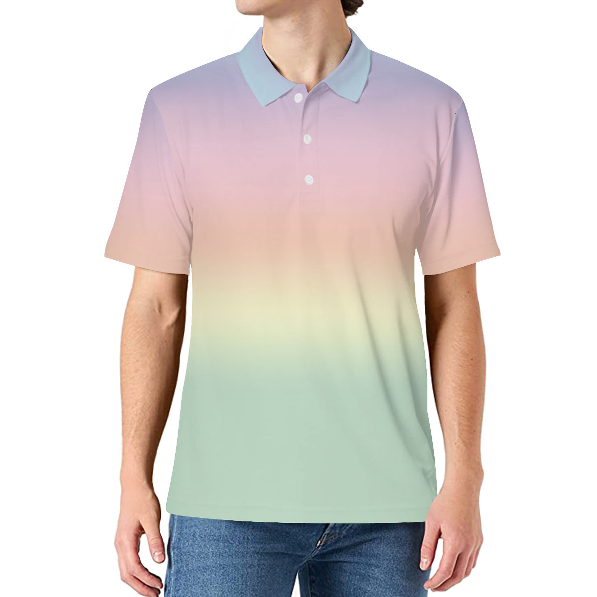 Ombre Shirt Men, Polo Shirt Men, Men's Polo Shirt, Rainbow shirt Men, Rainbow Ombre Shirt, Polo Top Men, Green Pink Ombre Shirt