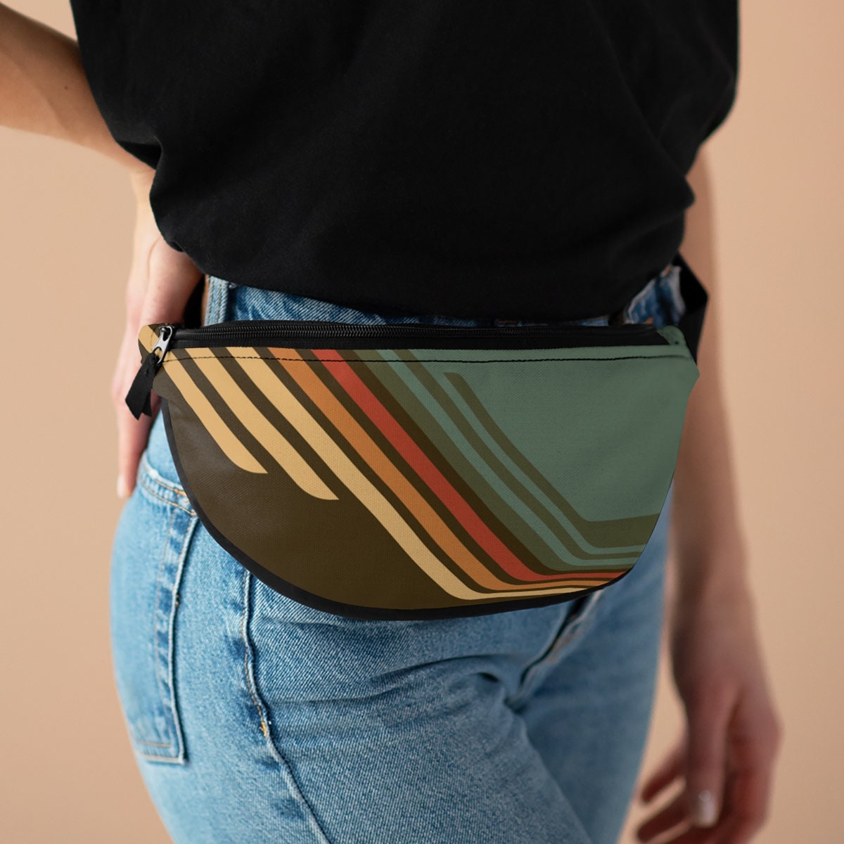 Retro Fanny Pack, Retro 70s style, 70s Graphic Design Fanny Pack, Small Waist Bag, Vintage Inspired Bag, Retro 80s, 70s Stripe Fanny Pack