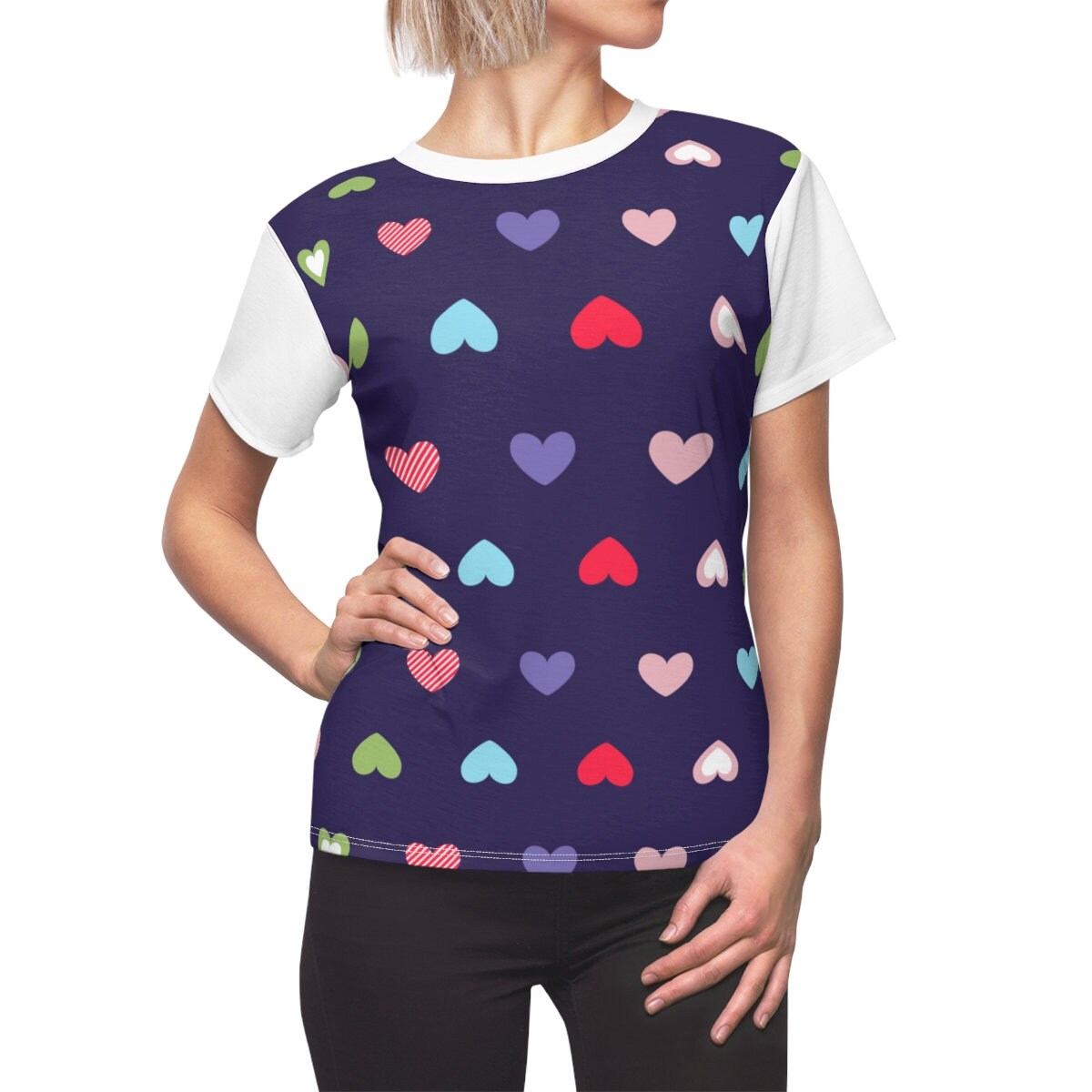 Made in USA, Heart T-shirt, Heart Print T-shirt, Red Heart T-shirt,Pink Heart T-shirt, Blue Heart Tshirt, Heart Print shirt, Heart Poka Dot
