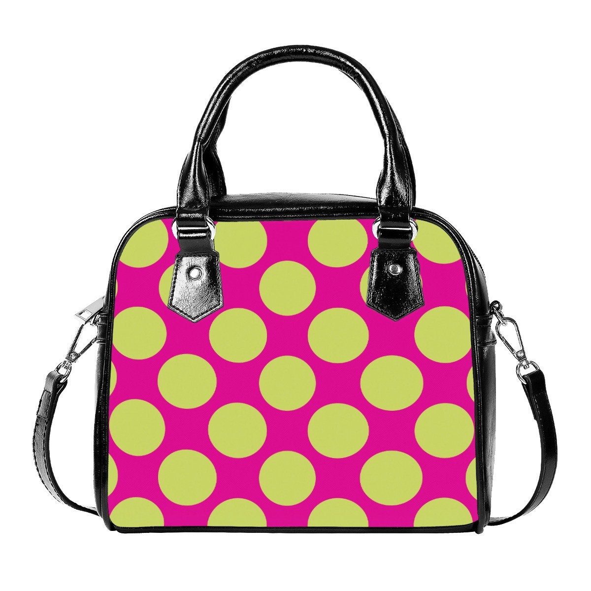 Polka Dot handbag, Pink Green Polka Dot Handbag,Retro handbags,Retro Handbags for women, Polka Dot Purse, Vintage Style Handbag, Womens bags