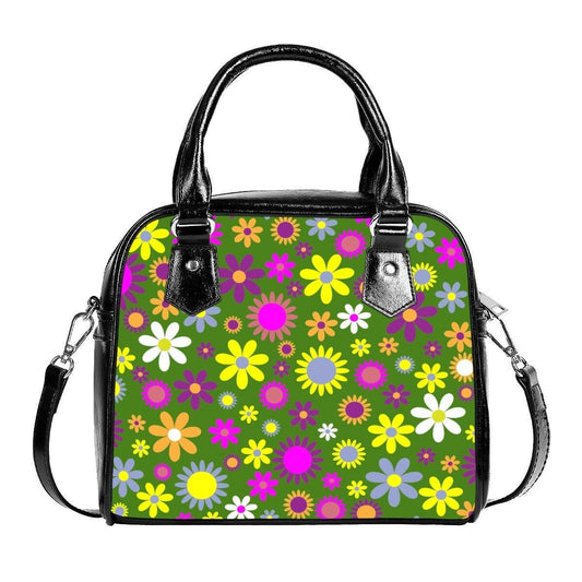 Retro Bag, Retro Handbag, Green bag, Mod 60s handbag, Retro Handbag Women, Floral Handbag, Floral Purses, Hippie Bag, 70s style bag