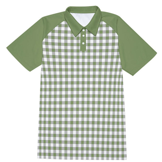 Polo Shirt, Green Polo Shirt, Men's vintage shirt, Vintage style shirt men, Men's Retro shirt, 60s Mens top,Green Gingham Shirt, Men's shirt