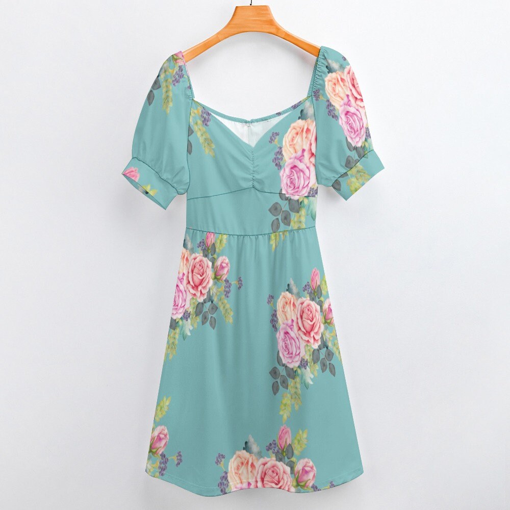 Floral Babydoll Dress, Retro Babydoll Dress,Puff sleeve Dress, 50s style Dress,Vintage style dress,Retro style Dress, Pinup Dress ,Plus size
