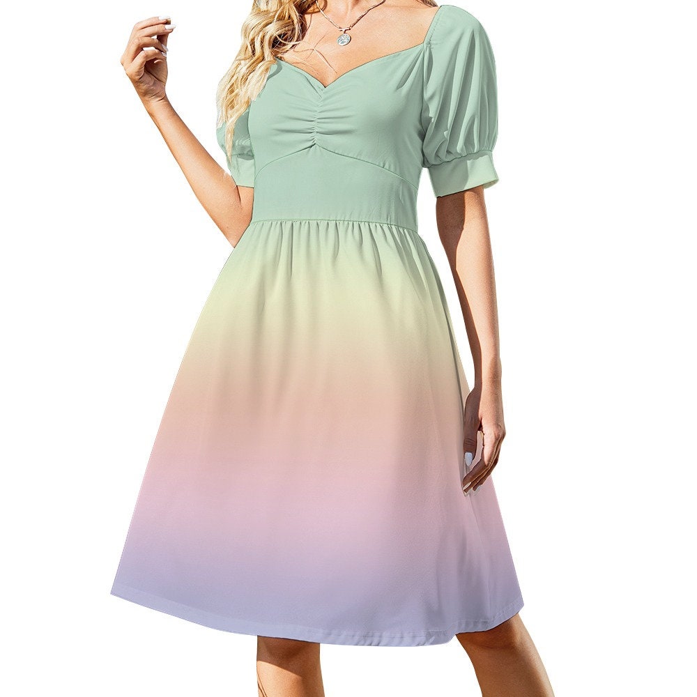 Mint Green Dress, Babydoll Dress, Retro Dress, Ombre Dress, Rainbow Dress, Retro style dress, Pinup Dress, Vintage inspired dress, 50s style
