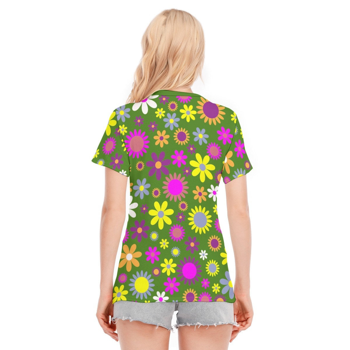 Mod top, 60s style top, Retro Top, Womens Tops, Womens Tshirts, Mod T-shirt, Floral Tshirt, Mod 60s Tshirt, Green T-shirt, Vintage style