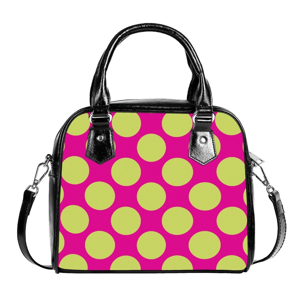 Polka Dot handbag, Pink Green Polka Dot Handbag,Retro handbags,Retro Handbags for women, Polka Dot Purse, Vintage Style Handbag, Womens bags