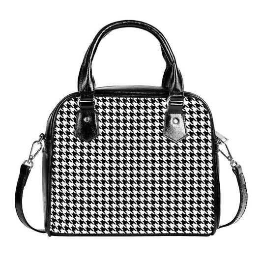 Houndstooth Handbag,Stripe Handbag,Black and White handbag, Vintage style handbag, Vintage print handbag, Black houndstooth Handbag