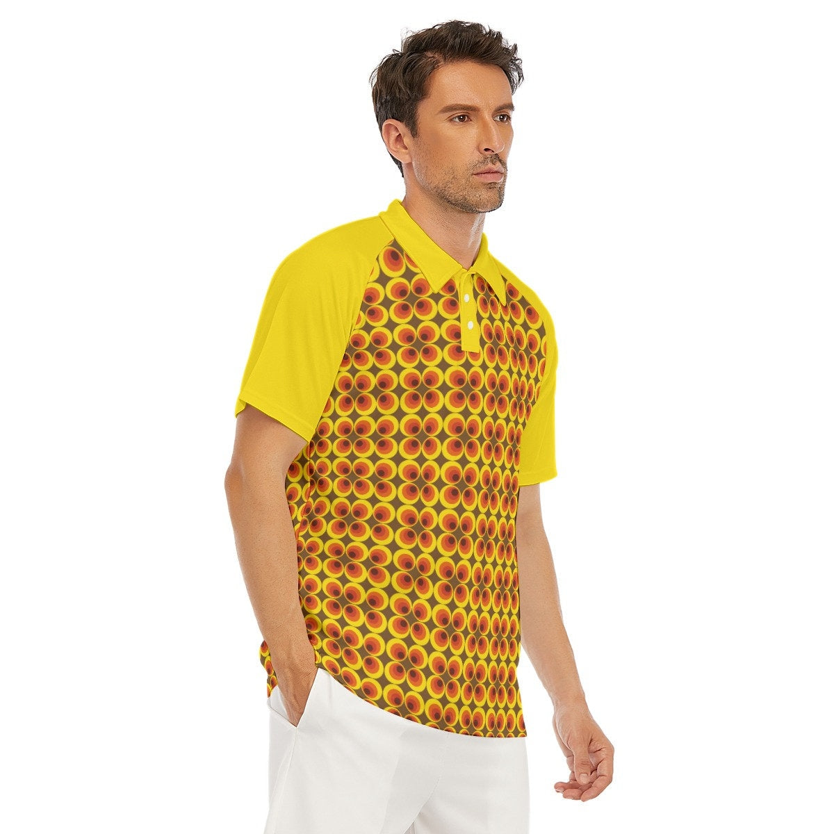 Polo Shirt, Vintage polo, Men's polo shirt, Yellow polo shirt, 70s shirt men,Mod shirt,Men's vintage shirt,vintage style shirt,plus size men