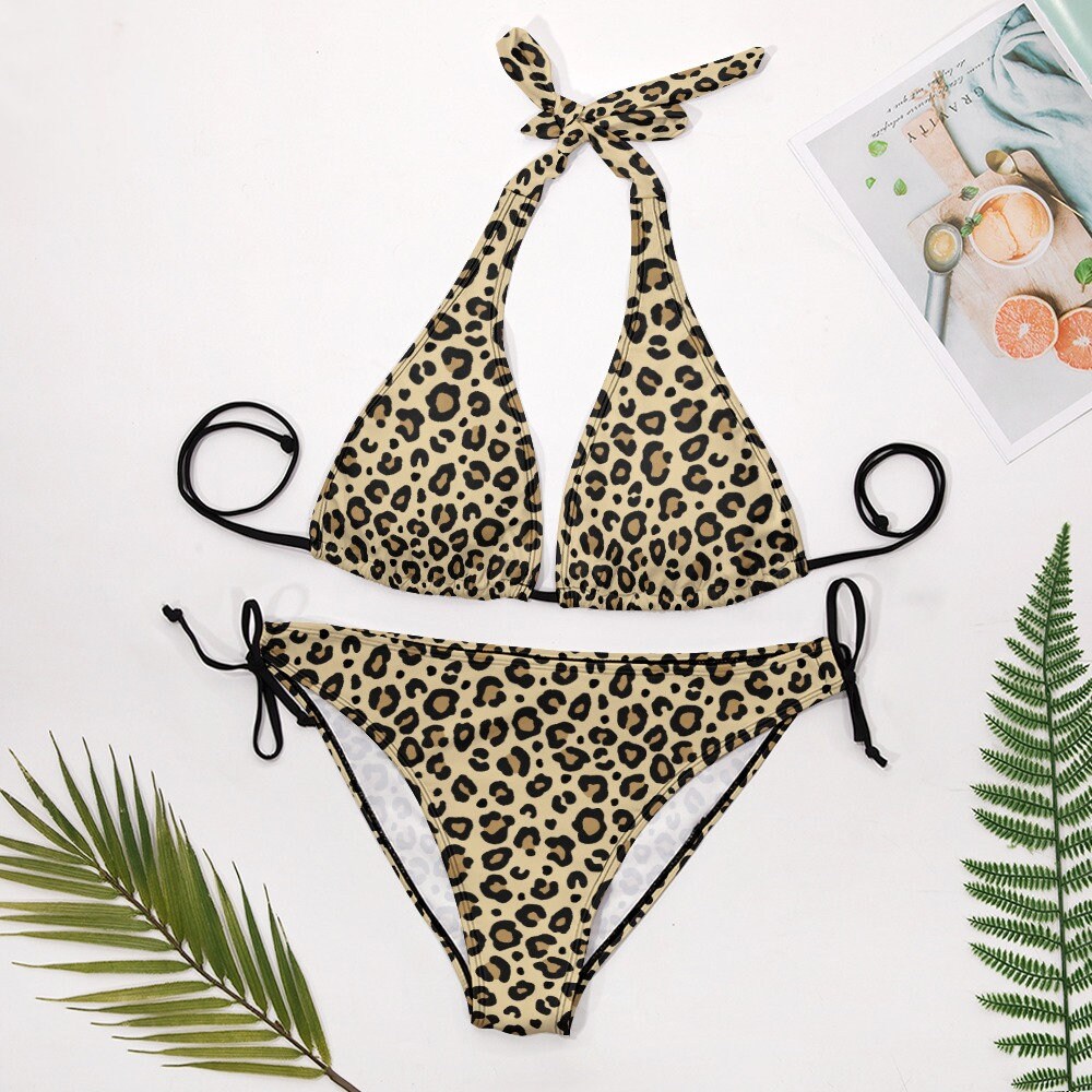 Halter Bikini, Two piece bikini set, Women's Bikini, Leopard Print Bikini Set, Two piece bikini set, Sexy Bikini, Animal Print Bikini