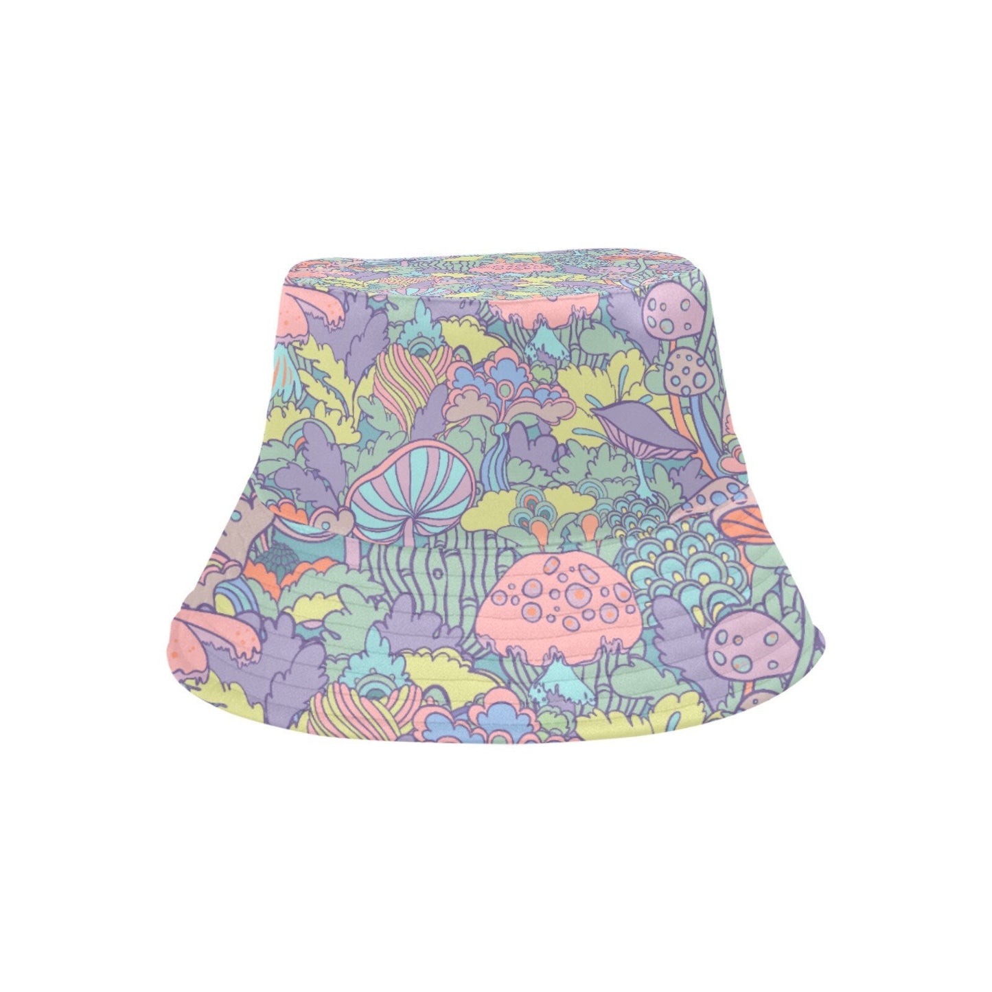 Bucket Hat, Blue Pink Bucket hat, Hippie Hat, 70s inspired Mushroom Print Hat, Multicolor Hat, Cute hat, Kawaii Hat, Kawaii Print Hat