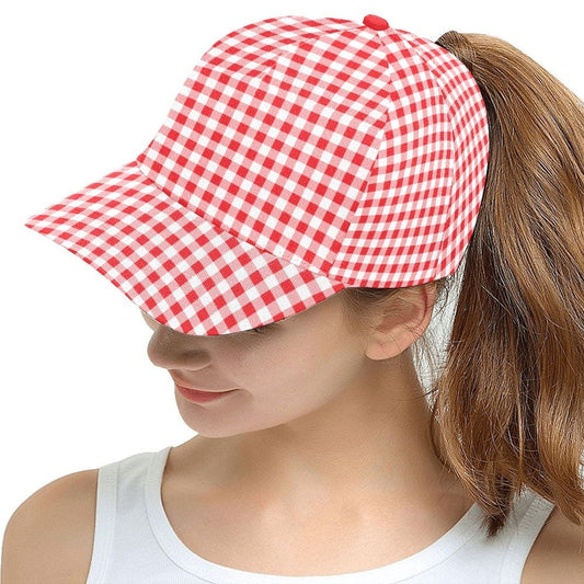 Baseball Cap, Red Gingham Women's Baseball Cap, Red Cap, Baseball hat, Unisex cap, Retro inspired Cap, Retro Style Hat, Fashion Hat,