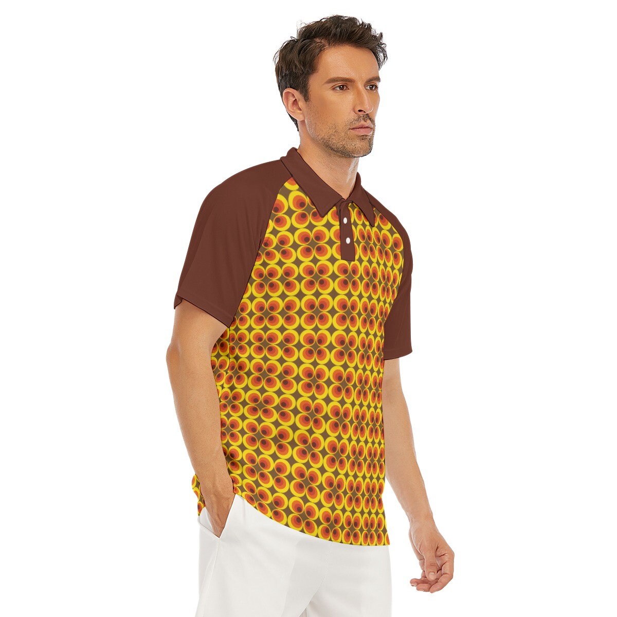 Polo Shirt, Vintage polo, Men's polo shirt, Brown polo shirt, 70s shirt men, Mod shirt,Men's vintage shirt,vintage style shirt,plus size men