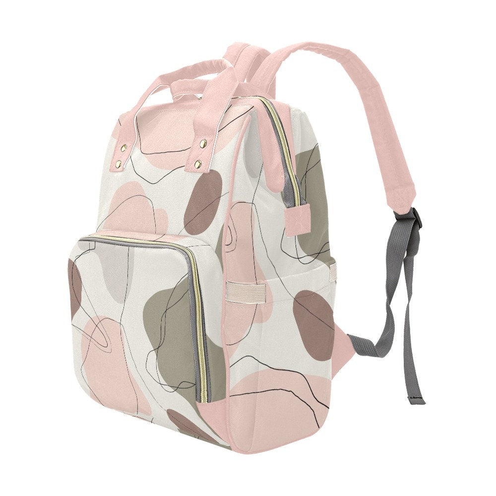 Abstract Pink Backpack, Pink Backpack, Women's Backpack, Women's bag, Abstract print bag, High Fashion Bag, Fashion Backpack