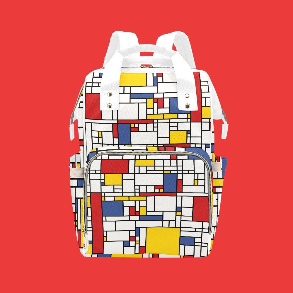Unisex Backpack, Women's Backpack, Mondrian BackPack, Women's Bags, Retro inspired Backpack,60s style bag,Vintage style backpack,Fashion bag