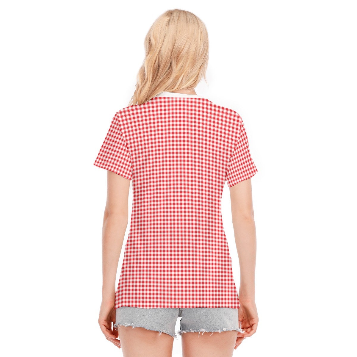 Retro Top, Retro Tshirt, Red Gingham Top, Red Tshirt, Womens Tshirts, Vintage style top, Vintage top, Vintage gingham top, Red retro top