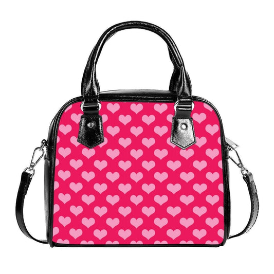 Heart Bag, Pink Heart HandBag, Women's Handbag, Women's Purse, Heart Print Purse, Heart Purse, Fuchsia Pink Heart Bag, Small Handbags