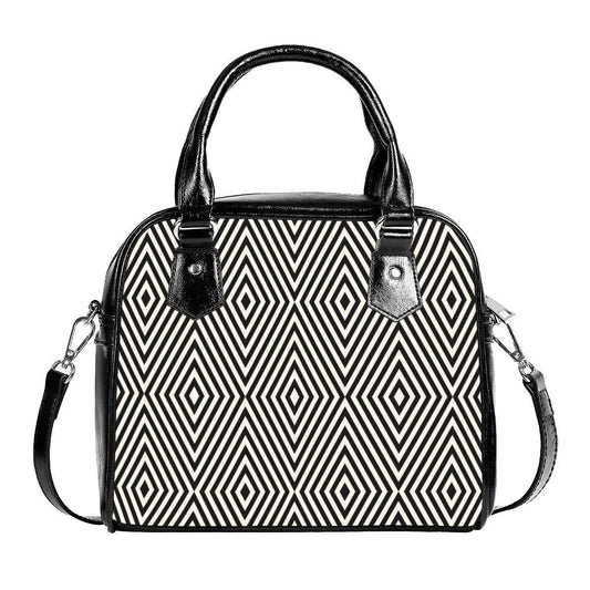 Retro handbag, Black Herringbone Print Handbag, Mod Bag, Black Geometric Bag, Herringbone bag, Geometric Handbag, 60s style bag