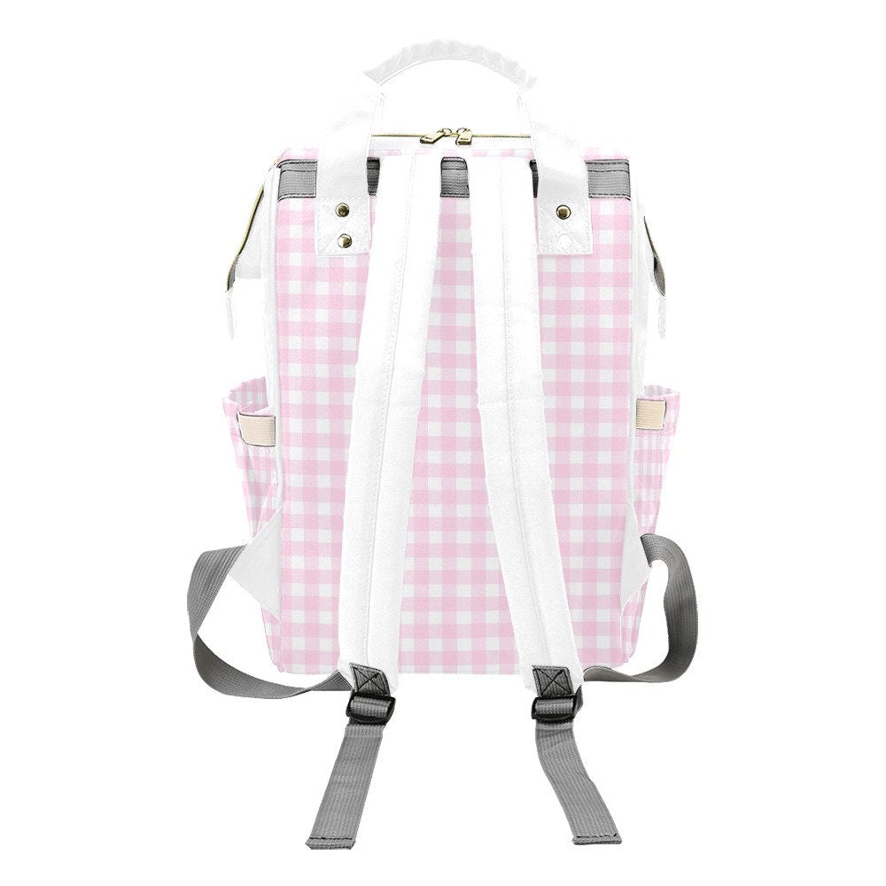 Pink Gingham Backpack, Pink Bag, Gingham Bag, Pink backpack, Retro inspired backpack, Retro Bag, vintage inspired bag, vintage style bag