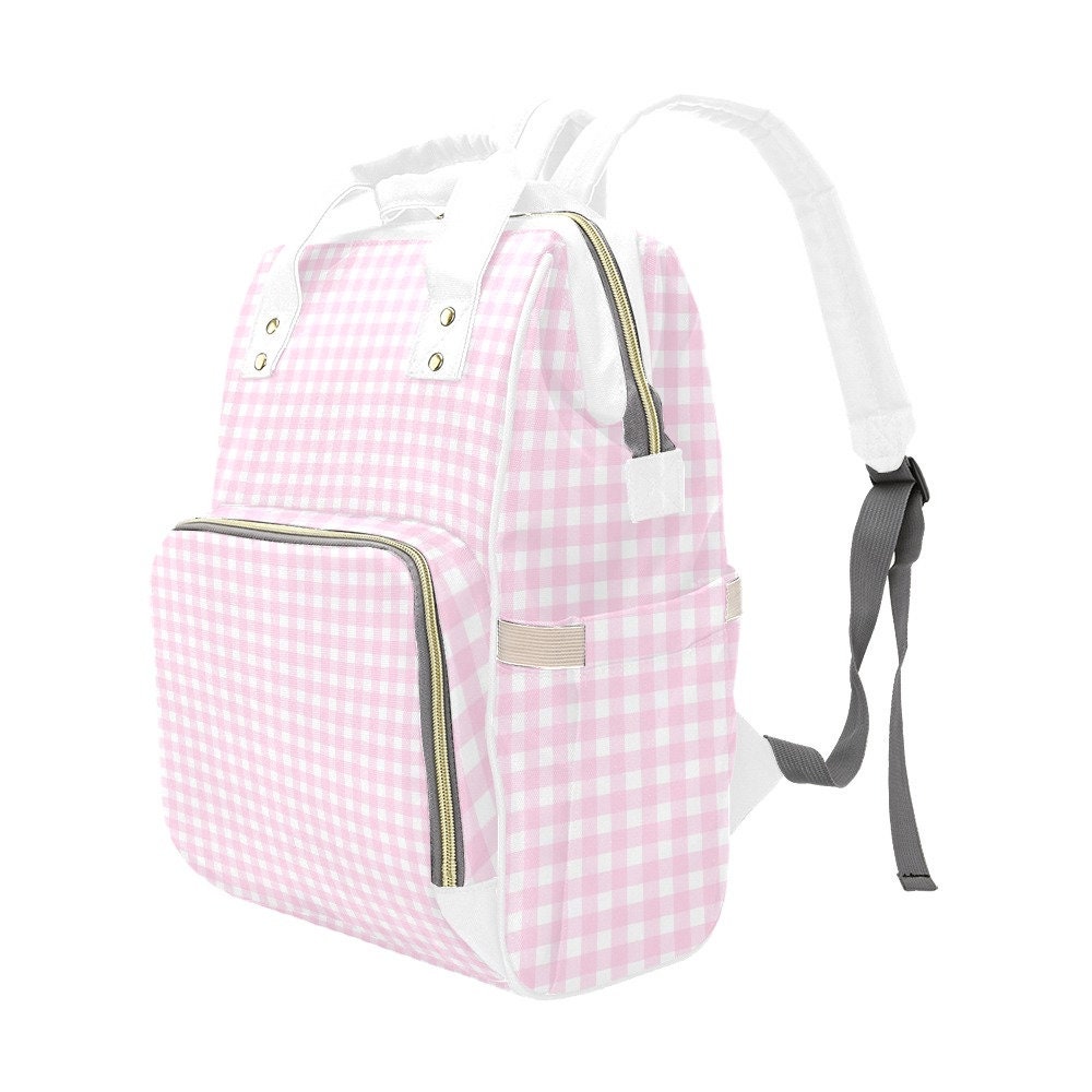 Pink Gingham Backpack, Pink Bag, Gingham Bag, Pink backpack, Retro inspired backpack, Retro Bag, vintage inspired bag, vintage style bag