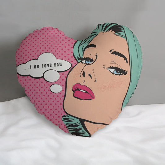 Heart Pillow, Custom Text Heart Pillow, Pop Art Pillow, Heart Shaped Pillow, Decorative Pillow, Pink Pillow, Custom Pillow, Accent Pillow