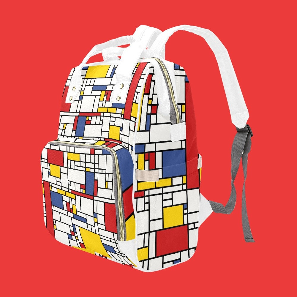 Unisex Backpack, Women's Backpack, Mondrian BackPack, Women's Bags, Retro inspired Backpack,60s style bag,Vintage style backpack,Fashion bag