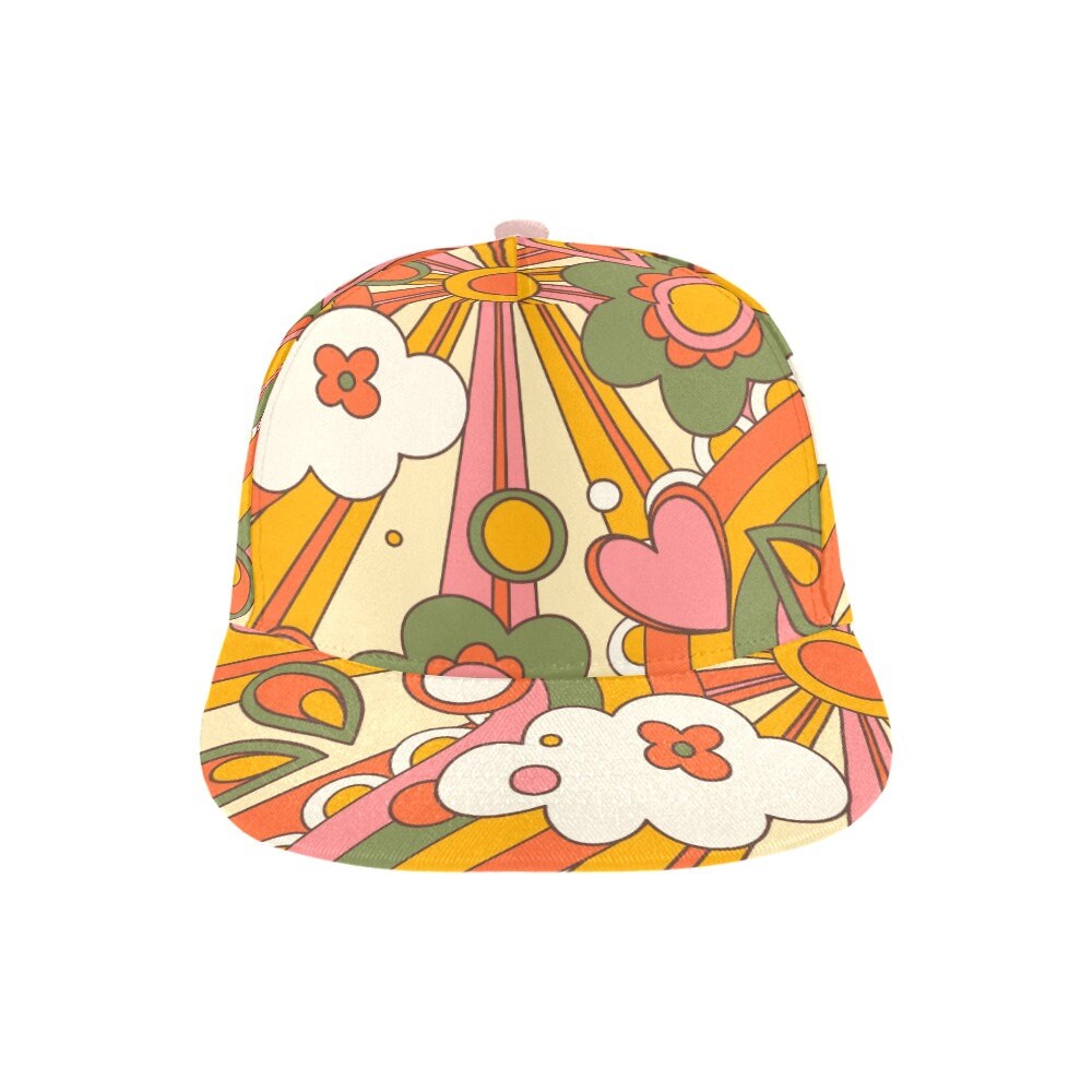 Baseball Hat, 70s Style Women's Baseball Cap, Fashion Hat, Cute Hat, Cute Cartoon Cap, Hippie Style Hat, Boho Hat, Unique Hat