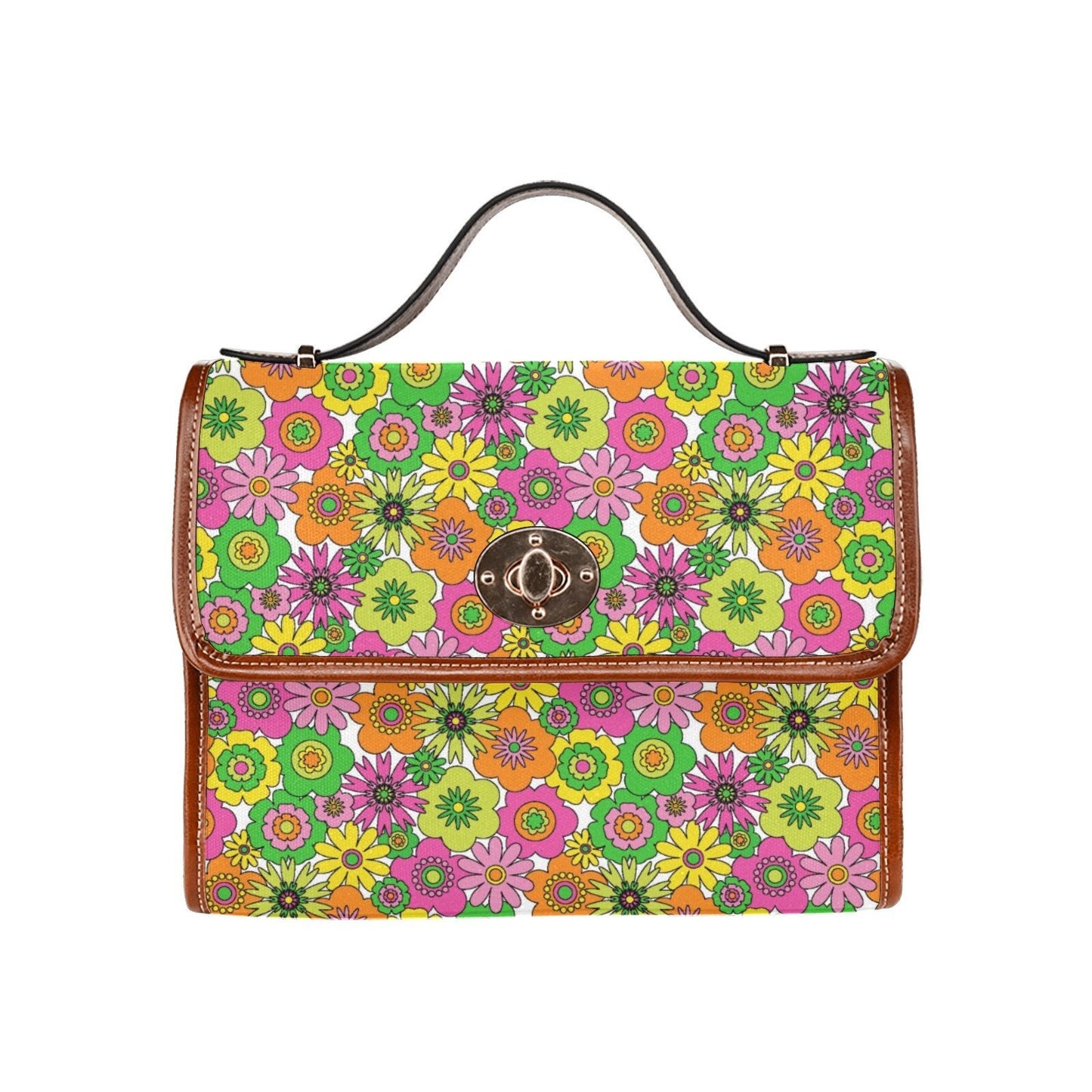 Women's Handbag, Retro Handbag, Women's Purse, 70s Style bag, 70s Style purse, Floral Handbag, Neon Bag, 70s inspired, 60s style purse