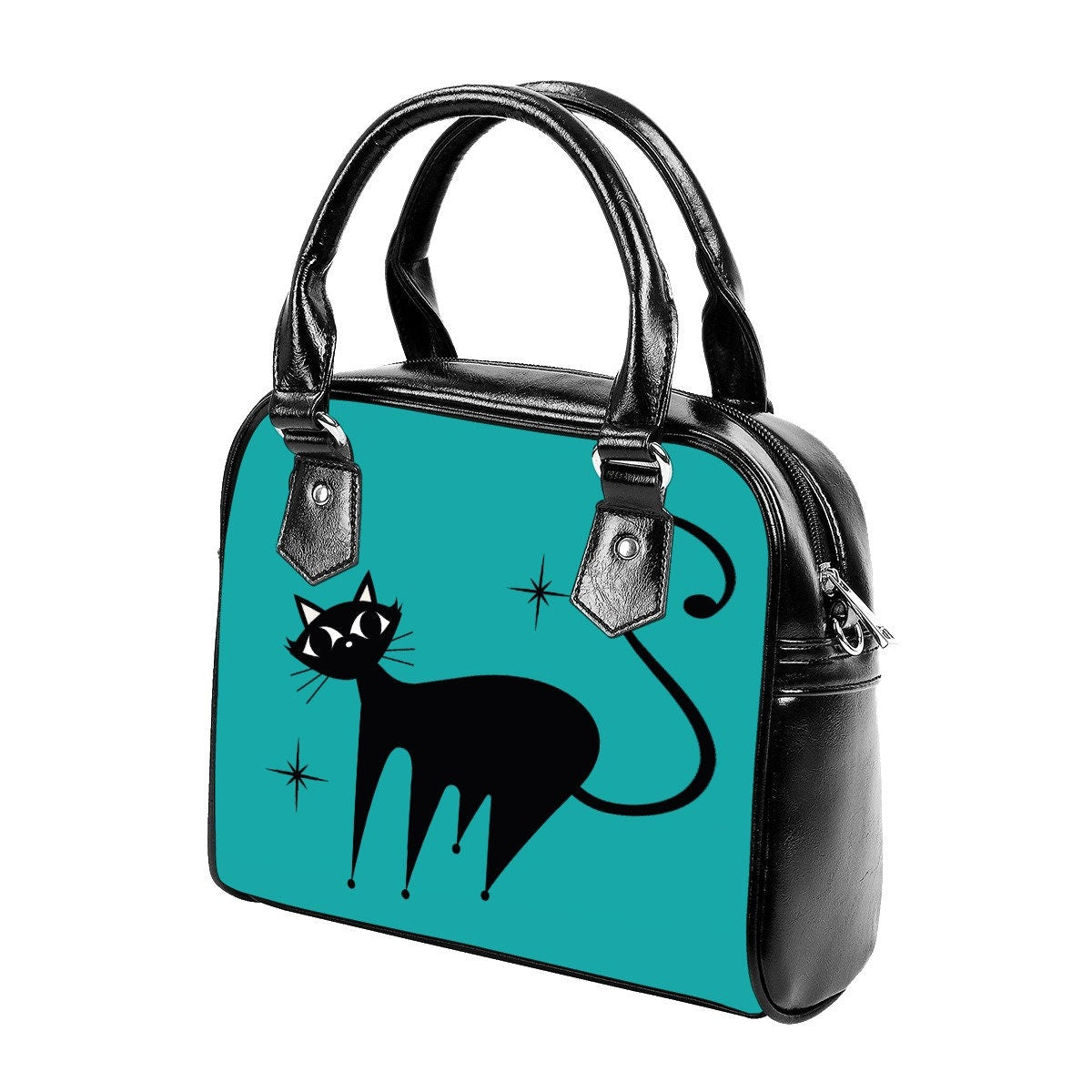 50s Retro Cat Handbag, Retro Bag, Retro Handbag, Cat Purse, Turquoise Handbag, Women's Bags, Women's Purse, Cat Handbag, Small Handbag