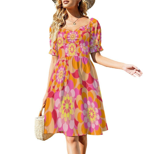 Babydoll Dress, Mod Dress, Pink Dress, Floral Dress, Retro Dress Women, Vintage Style dress, 50s style dress, Pin up dress, Plus size dress