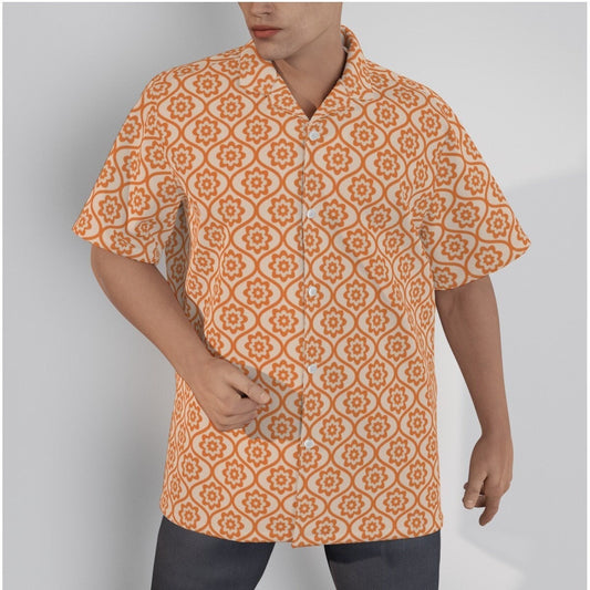 Hawaiian Shirt Men, Retro Top, Retro Shirt Men,60s 70s Style Shirt, Orange Shirt Men, Floral Shirt Men,Vintage Style Shirt, Hippie Shirt Men