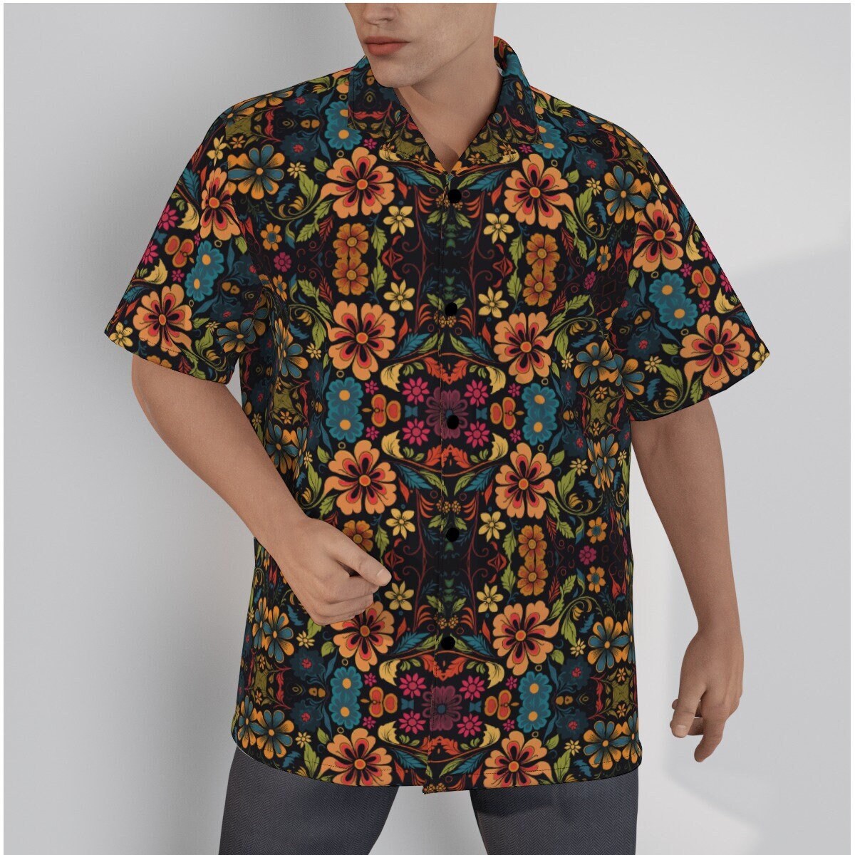 Hawaiian Shirt Men, Floral Shirt Men, Retro Top, Retro Shirt Men,60s 70s Style Shirt,Vintage Style Shirt, Hippie Shirt Men,Men's Button Down