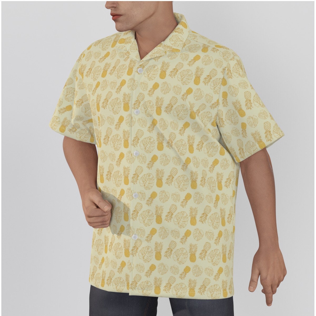 Pineapple Shirt Men, Men's Hawaiian Shirt, Men's Tops, Tropical Shirt, Summer Shirt Men, Men's Yellow Shirt, Men's Tropical Shirt