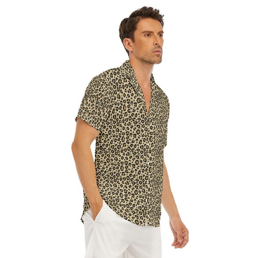 Men's Leopard Print Shirt, Sexy Shirt Men, Men's Shirt, Men's Deep V-neck Shirt, Men's Casual Shirt, Men's Dress Shirt, Men's Button Down