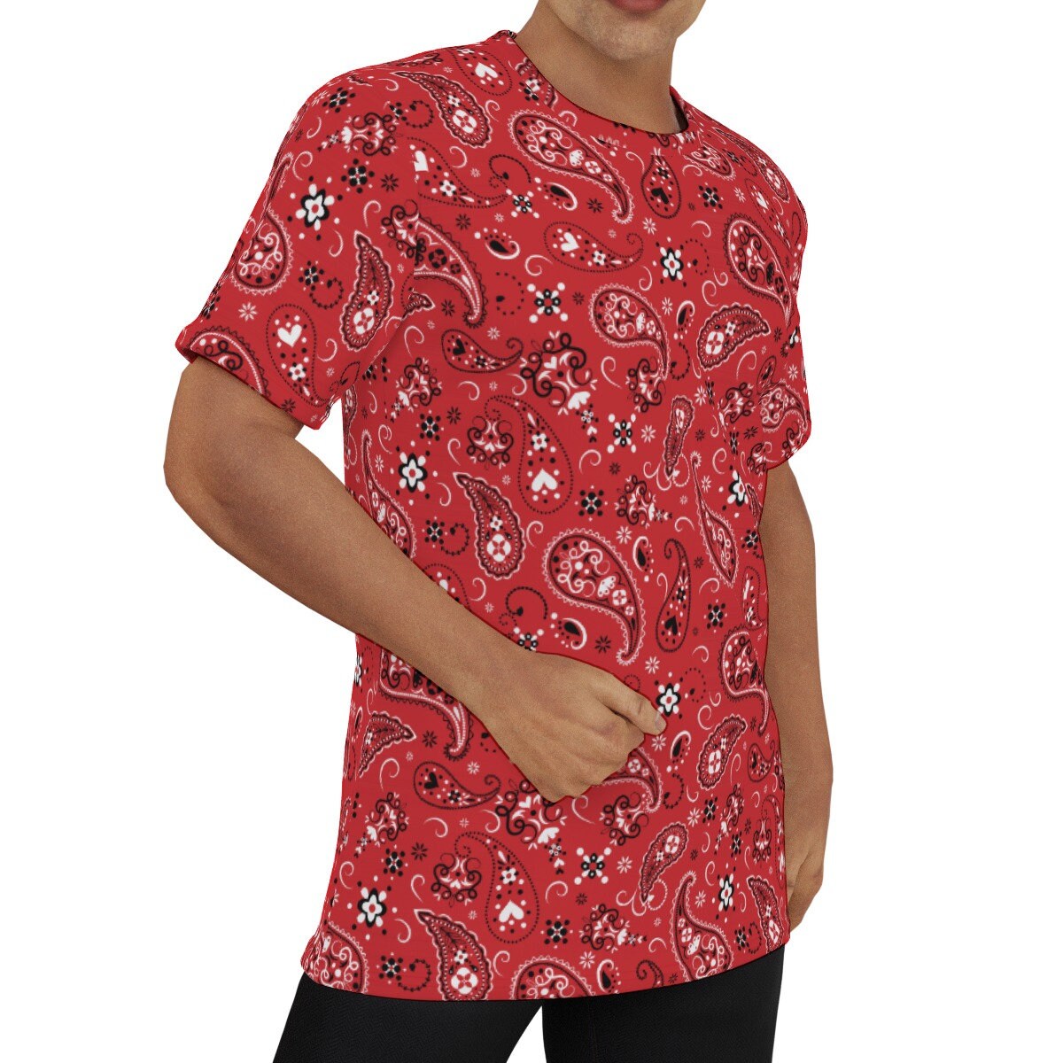 Eco friendly T-shirt, Retro Tshirt, Red Tshirt Men, Retro Top, Retro T-shirt Men, Red Paisley T-shirt, Hippie T-Shirt