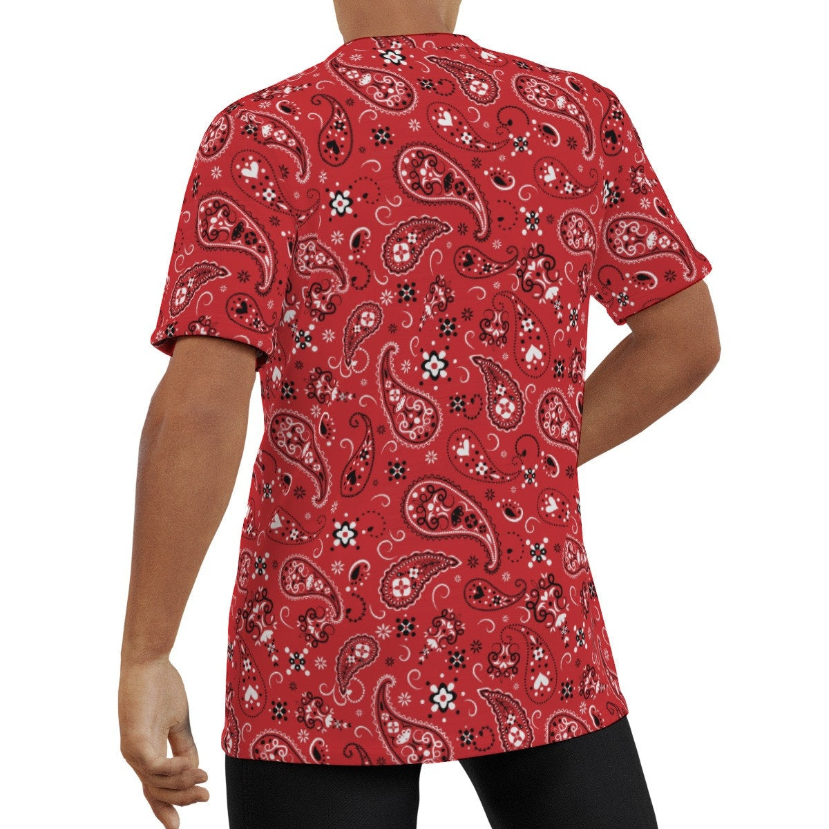 Eco friendly T-shirt, Retro Tshirt, Red Tshirt Men, Retro Top, Retro T-shirt Men, Red Paisley T-shirt, Hippie T-Shirt