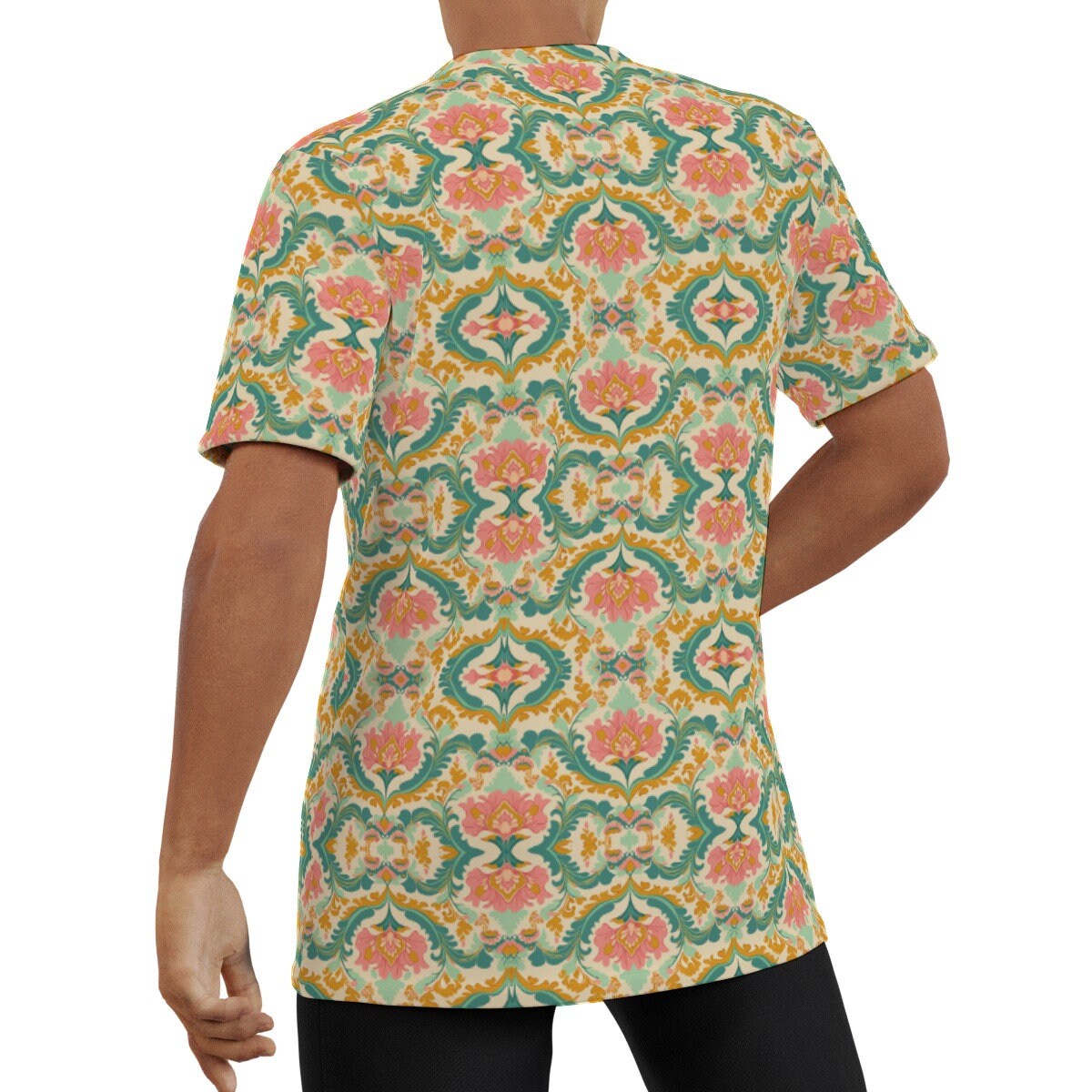 Eco friendly T-shirt, Paisley Tshirt, Retro Tshirt, 60s 70s style shirt, Green Tshirt Men, Retro Top,Retro T-shirt Men