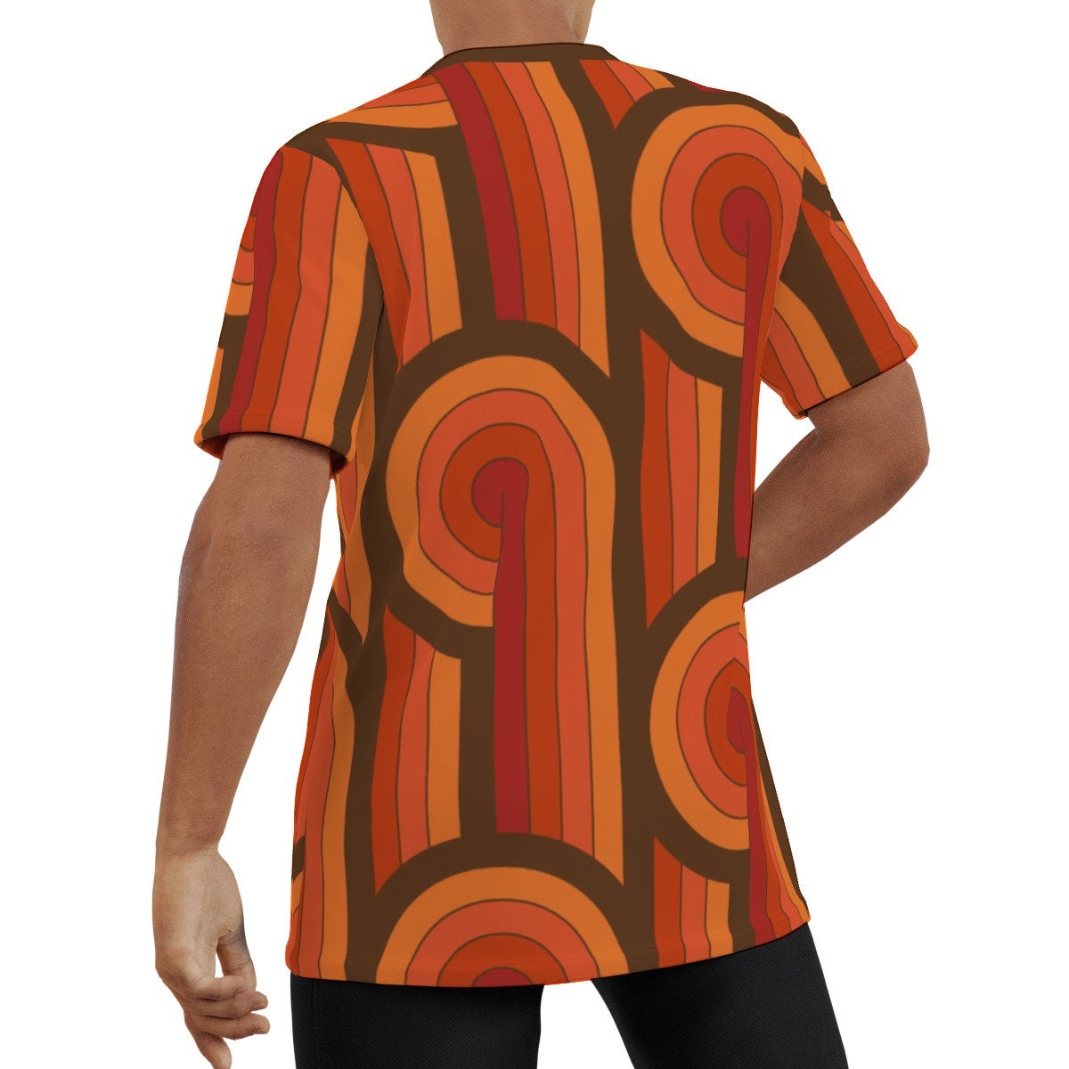 Eco friendly T-shirt, Retro Tshirt, 70s style shirt, Retro Top, Retro Tshirt Men,Orange stripe T-shirt, 70s Style T-shirt