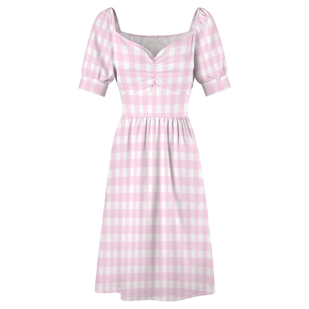 Pink Gingham Dress, Pin up Dress, Babydoll Dress,Barbie Doll Inspired Dress,Retro Dress,Vintage Style Dress,50s style dress,Vintage inspired