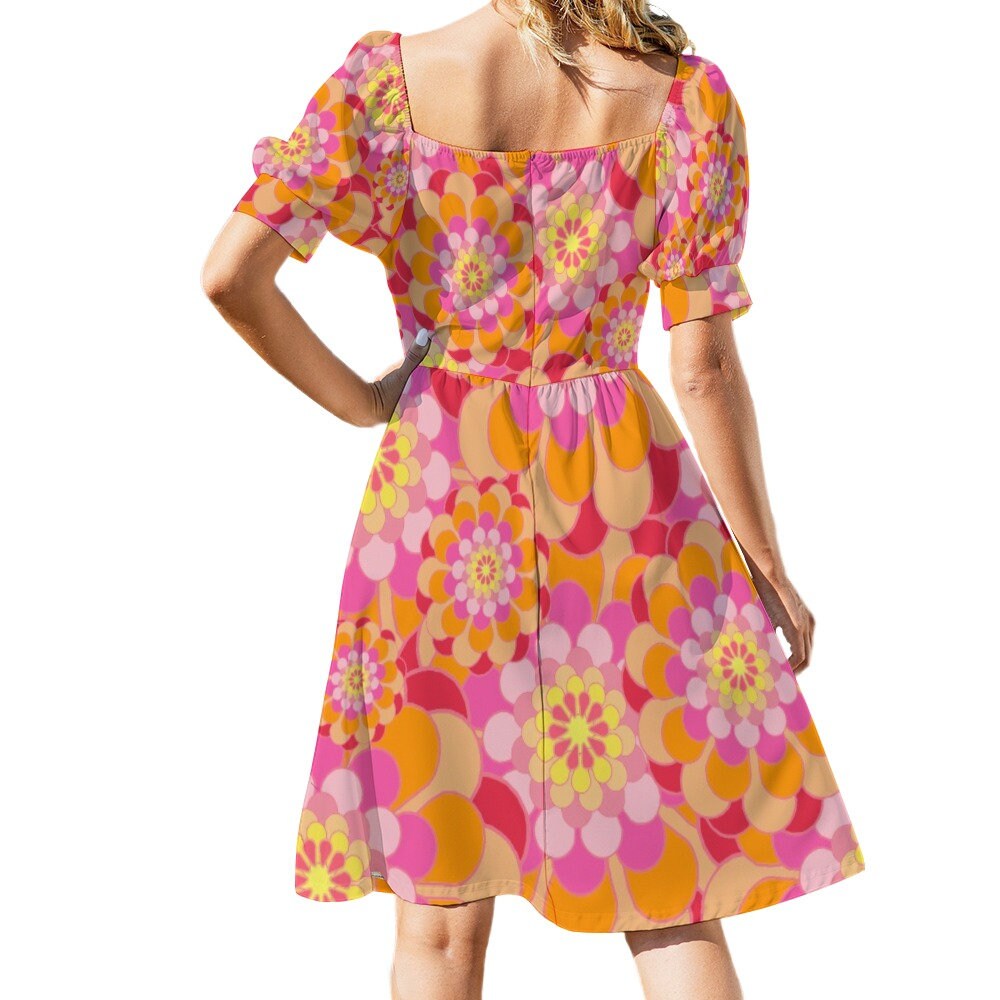 Babydoll Dress, Mod Dress, Pink Dress, Floral Dress, Retro Dress Women, Vintage Style dress, 50s style dress, Pin up dress, Plus size dress