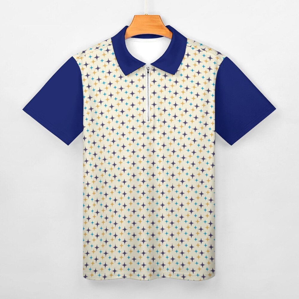Polo Shirt Men, Men's Polo Shirt, Retro Shirt Men, 50s 60s style shirt, Mid Century Shirt Style, Retro Polo Shirt, Retro Indigo Shirt