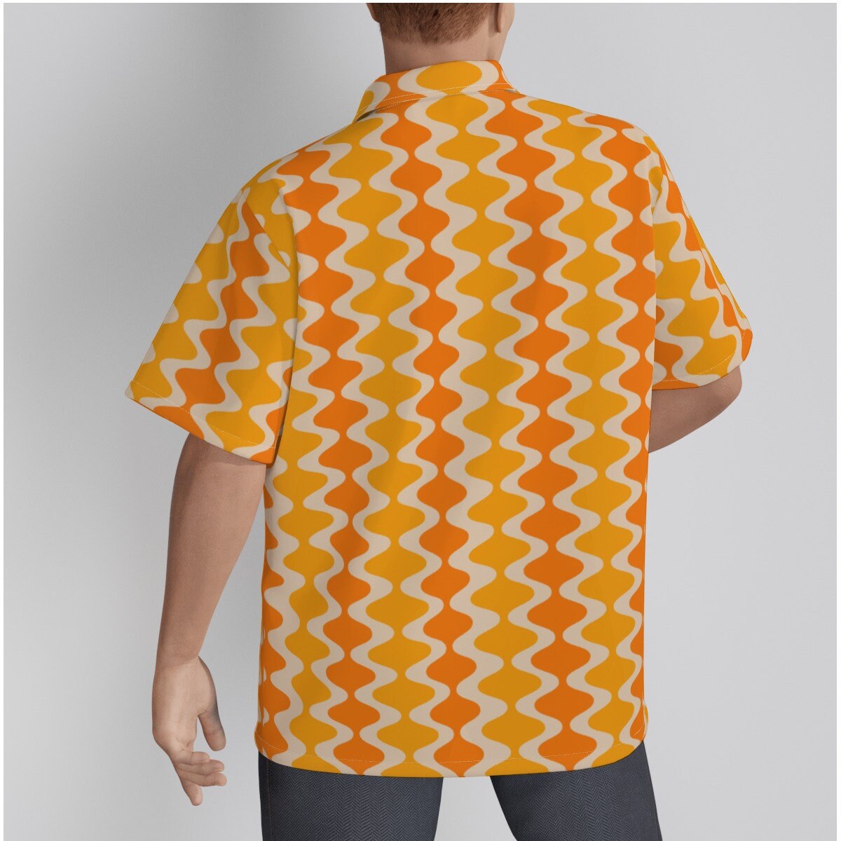 Retro Shirt Men, Retro Top, Mid Century Style Top, 60s 70s style shirt, Vintage Style Top, Yellow Orange Shirt, Hawaiian Shirt, Dress Shirt