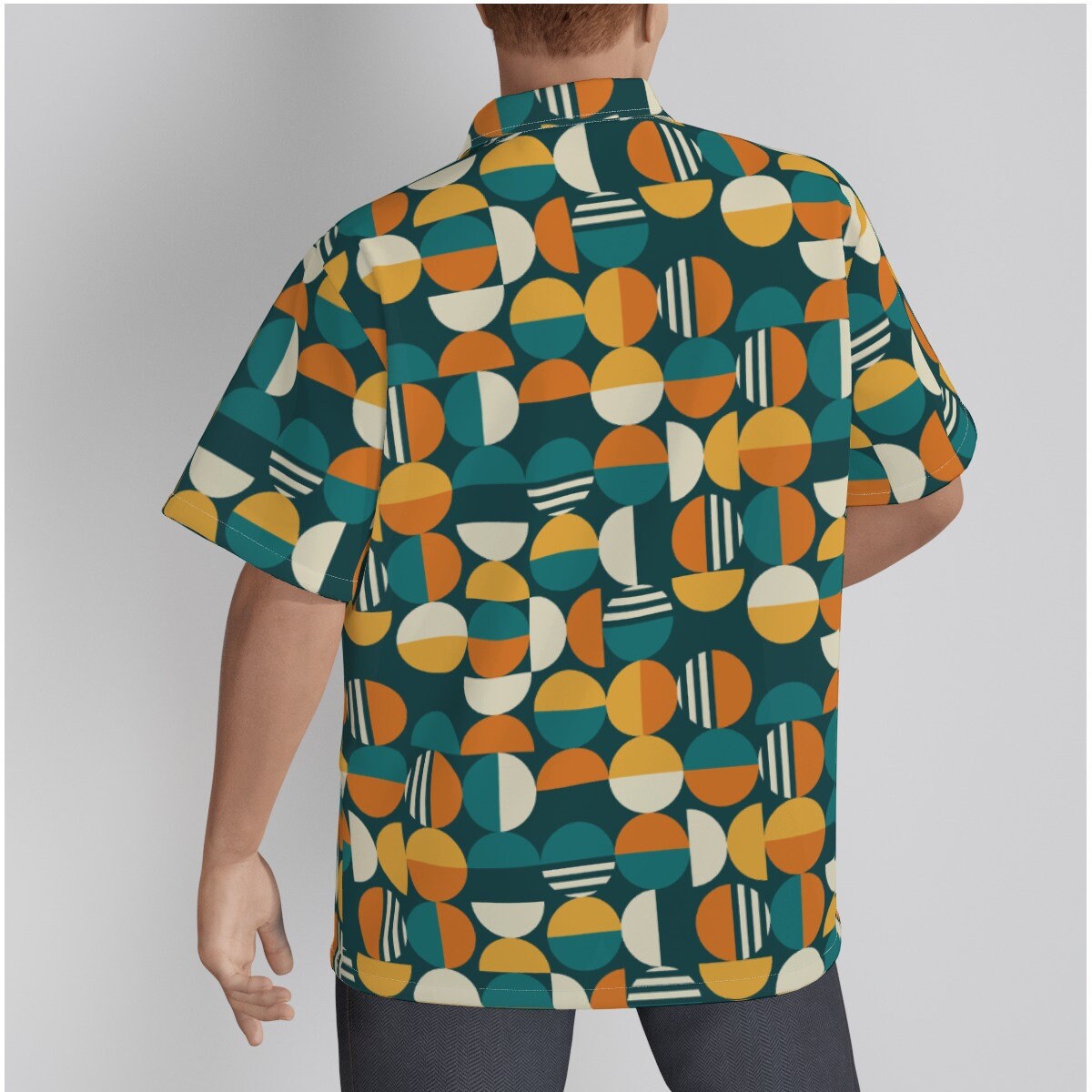 Retro Shirt Men, Retro Top, Mod Shirt, Geometric Shirt, Orange Teal Shirt, Vintage Style Top, 60s Inspired Hawaiian Shirt, Dress Shirt