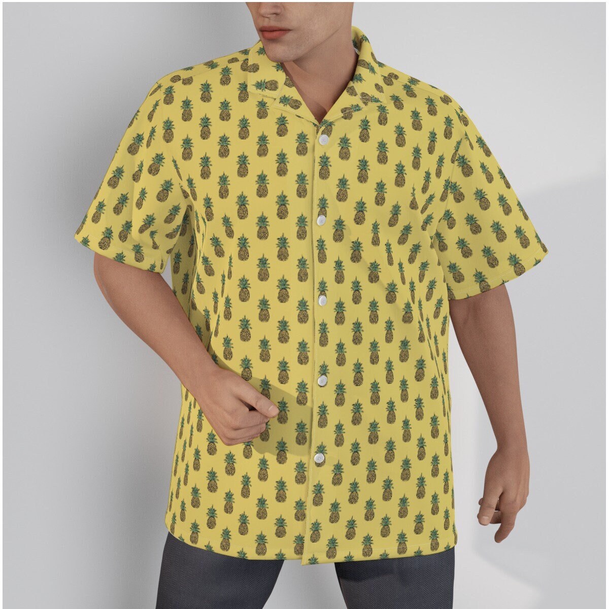 Pineapple Shirt Men, Men's Hawaiian Shirt, Men's Tops, Tropical Shirt, Summer Shirt Men, Men's Yellow Shirt, Men's Tropical Shirt
