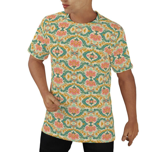 Eco friendly T-shirt, Paisley Tshirt, Retro Tshirt, 60s 70s style shirt, Green Tshirt Men, Retro Top,Retro T-shirt Men
