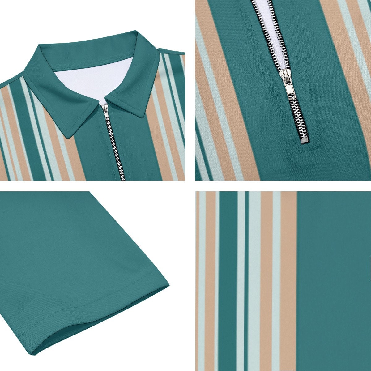 Retro Polo Shirt, Mint Green Polo Shirt, Stripe Polo Shirt Men, Vintage Style Shirt, Long Sleeve Polo Shirt, Polo Shirt Men,60s style polo