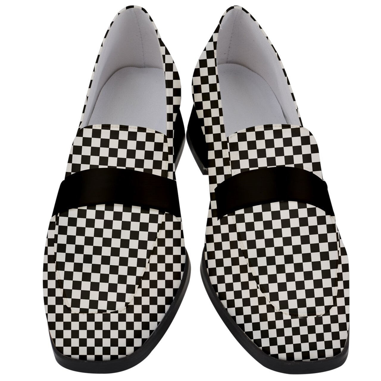 Women's Loafers, Checker Loafers,Black and White Loafers,Loafers Women,Checker Shoes,Loafers Vintage Style,Unique Loafers,Chunky Heels Women