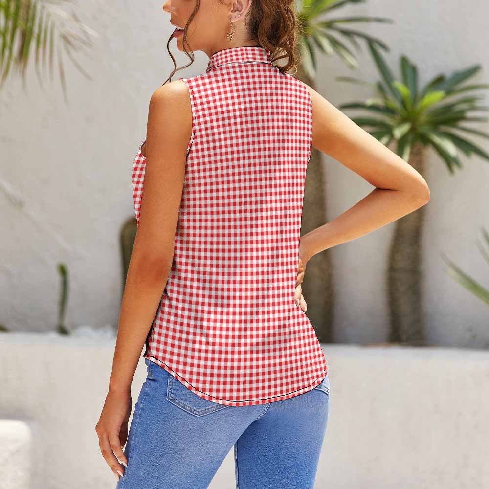 Red Gingham Pin up Top, Pin Up Blouse, Sleeveless Top Women, Gingham Blouse, Rockabilly Style, Bow Tie Blouse, Vintage Style top