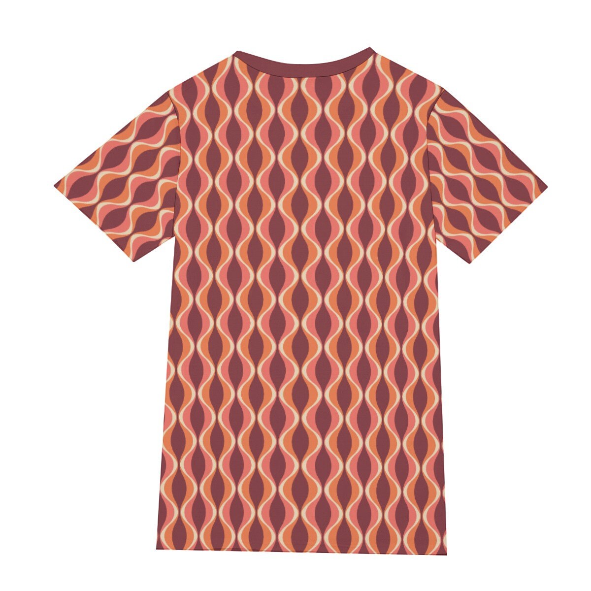 Retro T-Shirt Men, 100% Cotton T-shirt, 60s 70s Style Shirt, Vintage Style T-Shirt, Maroon Geometric T-shirt