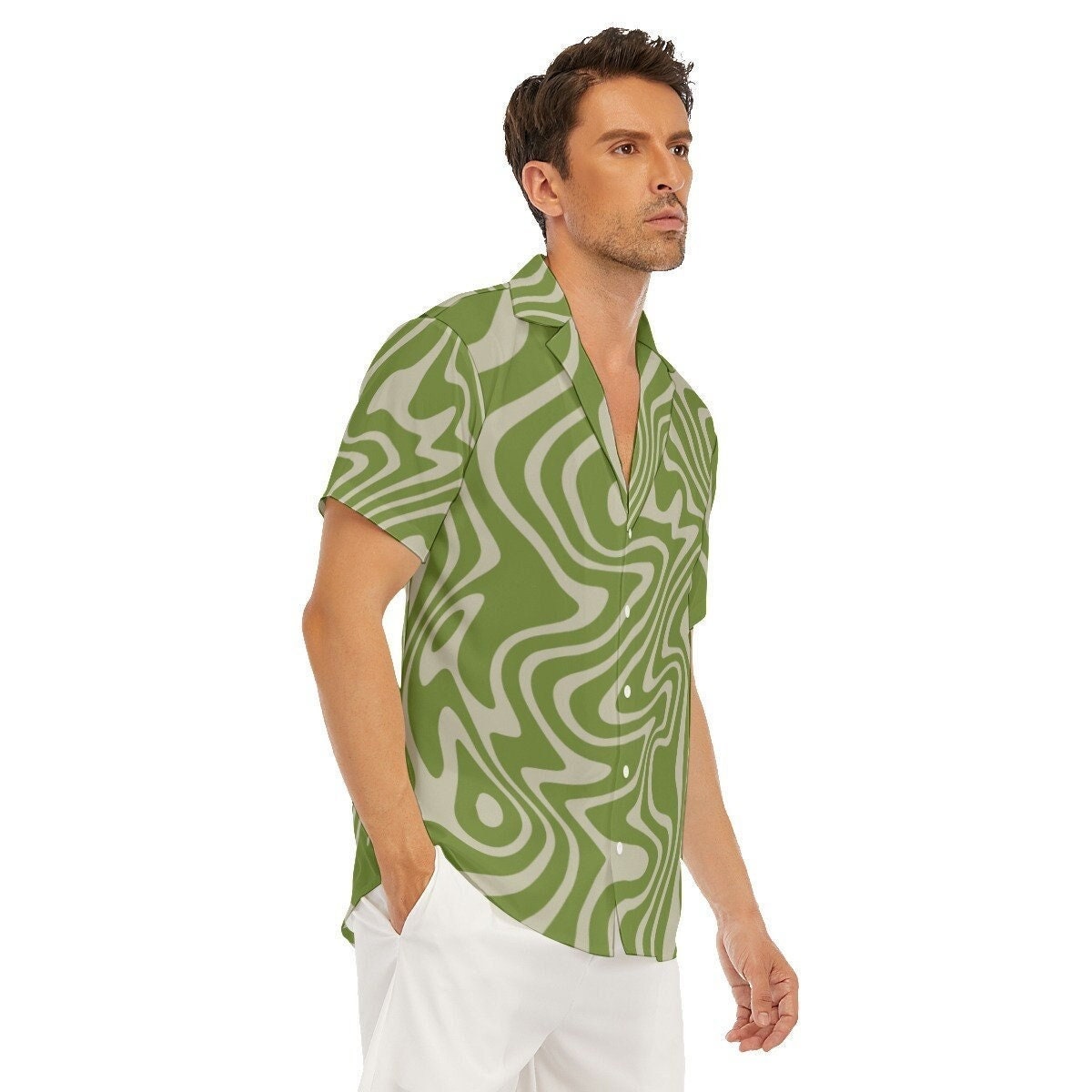 Vintage 70s style shirt, Retro Shirt Men, Green Groovy Shirt Men, Hippie Shirt Men, Men's Green shirt, 70s Shirt Men, 70s inspired shirt