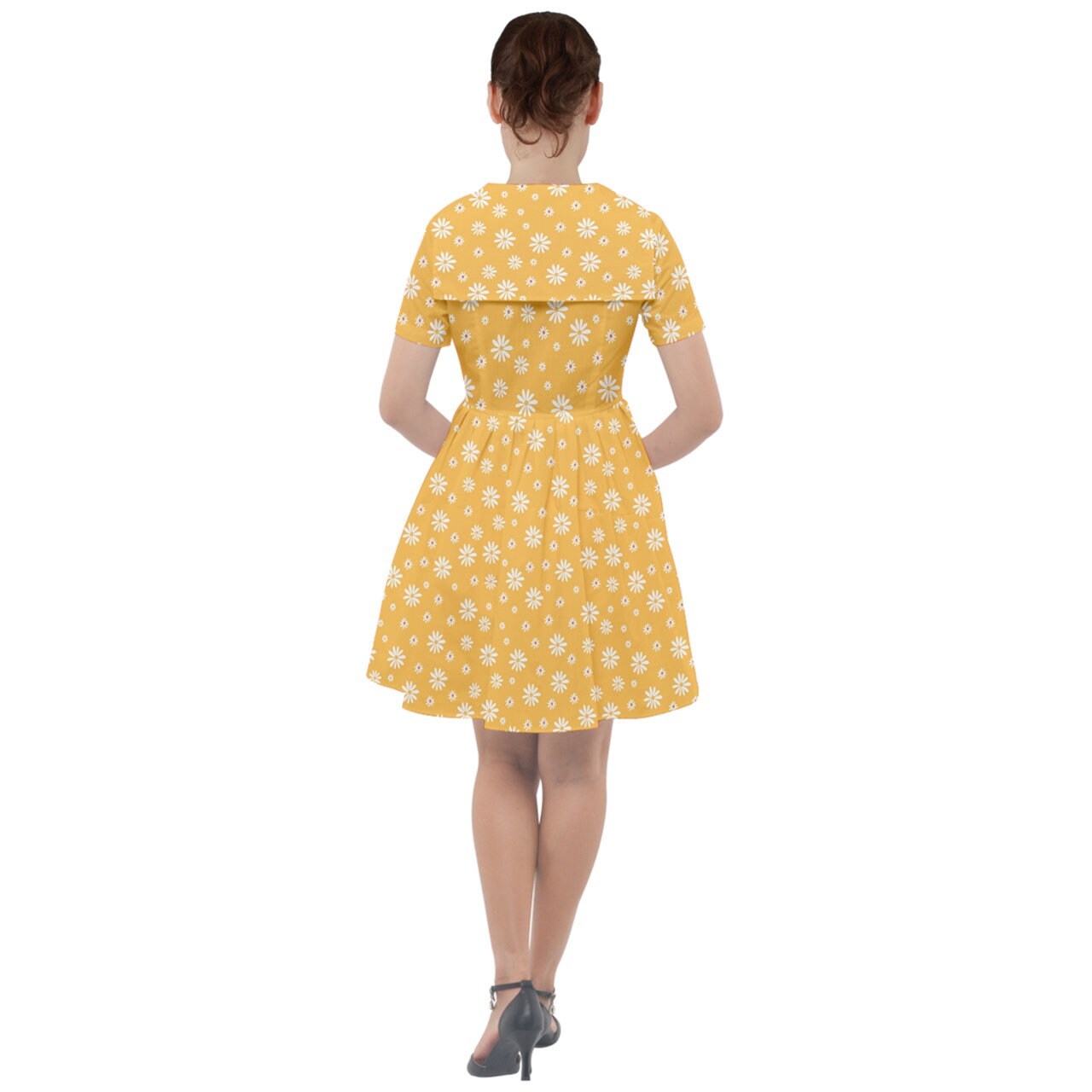 Vintage Dress style, 50s style dress, Yellow Floral Dress, Retro Dress, Yellow Sun Dress, Rockabilly Dress, Sailor Dress, Pin Up Dress
